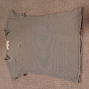 Loft green and white striped knit swoop neck top size small